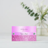 Luxury Sparking Girly Pink Glitter met Monogram Visitekaartje (Staand voorkant)