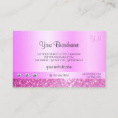 Luxury Sparking Girly Pink Glitter met Monogram Visitekaartje (Achterkant)
