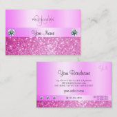 Luxury Sparking Girly Pink Glitter met Monogram Visitekaartje (Voorkant / Achterkant)