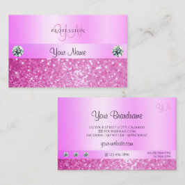Luxury Sparking Girly Pink Glitter met Monogram Visitekaartje