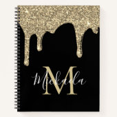 Luxury Sparkle Gold Glitter Drift Monogram Notitieboek (Voorkant)