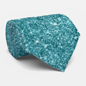 Luxury Sparkly Blauwgroen Glitter Stropdas (Opgerold)