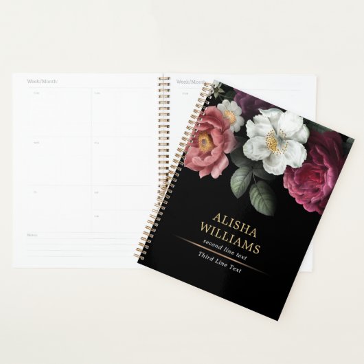 Luxury, speciaal ontworpen Floral Black Planner (Display)