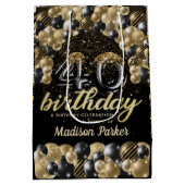 Luxury Specialized 40th Birthday Black Gold Medium Cadeauzakje (Achterkant)