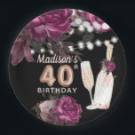 Luxury Specialized 40th Birthday Wine Roos Papieren Bordje<br><div class="desc">Roos Wine Luxury Birthday-ontwerp. Overeenkomende producten zijn te vinden in collectie met fijne wijn.</div>