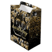 Luxury Specialized 60th Birthday Black Gold Medium Cadeauzakje (Voorkant Gekanteld)