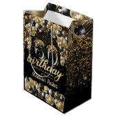 Luxury Specialized 60th Birthday Black Gold Medium Cadeauzakje (Achterkant Gekanteld)