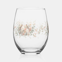 Luxury Spring Wildflower bird Rose Garden Seamless Wijnglas Zonder Voet