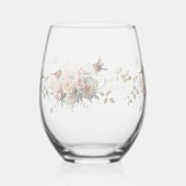 Luxury Spring Wildflower bird Rose Garden Seamless Wijnglas Zonder Voet (Voorkant)