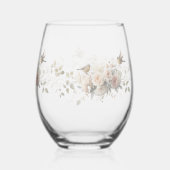 Luxury Spring Wildflower bird Rose Garden Seamless Wijnglas Zonder Voet (Achterkant)