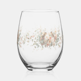 Luxury Spring Wildflower bird Rose Garden Seamless Wijnglas Zonder Voet