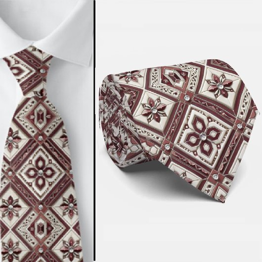 Luxury Statement Burgundy Moroccan Neck Tie Stropdas