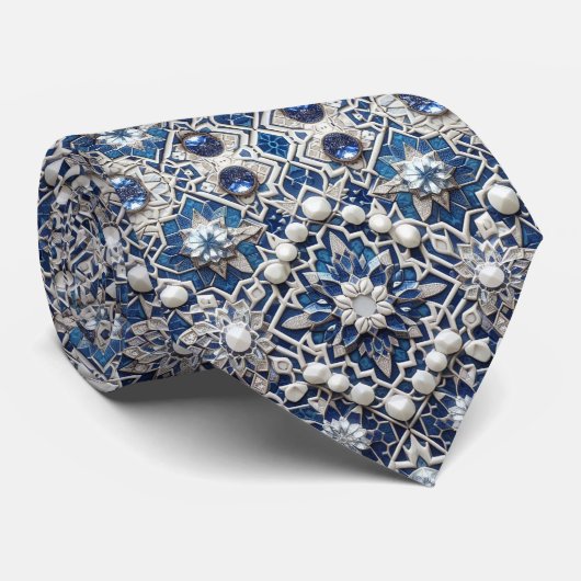 Luxury Statement Moroccan Diamond Neck Tie Stropdas (Opgerold)