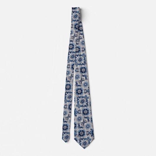 Luxury Statement Moroccan Tiled Faux Silk Neck Tie Stropdas (Achterkant)