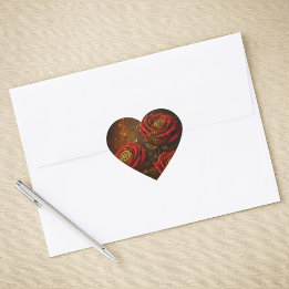 Luxury Steampunk Roses Romantic Gold Gears Hart Sticker