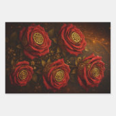 Luxury Steampunk Roses Romantic Gold Gears Inpakpapier Vel (Voorkant 2)