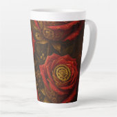 Luxury Steampunk Roses Romantic Gold Gears Latte Mok (Rechterhoek)