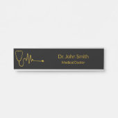 Luxury Stethoscope ECG Wave EKG Line Medical Gold Deurbordje (Voorkant)