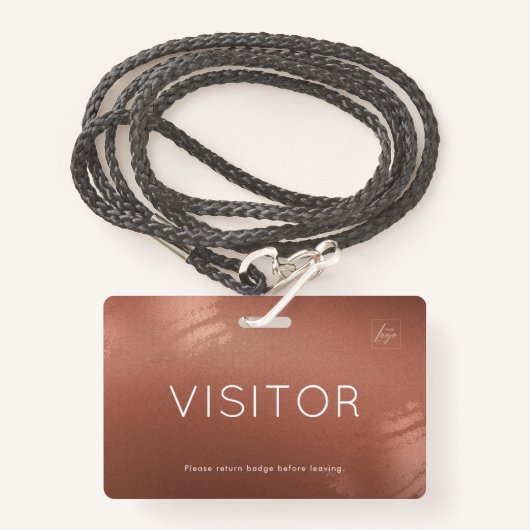 Luxury Stylish Bronze Business Visitor ID Badge (Voorkant met draagriem)