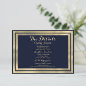 Luxury stylish modern navy blue gold Details Card Informatiekaartje (Staand voorkant)