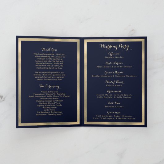 Luxury stylish modern navy blue gold Program Programma (Binnen)
