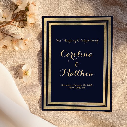 Luxury stylish modern navy blue gold Program Programma