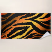 Luxury Summer Time Monogramed Tiger Gold Strandlaken (Voorkant)