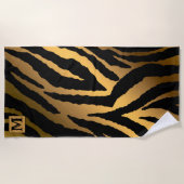 Luxury Summer Time Monogramed Tiger Gold Strandlaken (Voorkant)