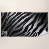 Luxury Summer Time Monogrammed Tiger Silver Strandlaken (Voorkant)