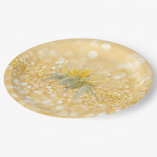 Luxury Sunflower Gold Glitter Wedding Papieren Bordje (Gekanteld)