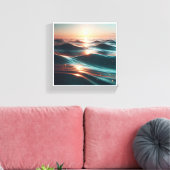 Luxury Sunset Ocean Waves - Abstract Sea Ripples w Canvas Afdruk (Insitu (Woonkamer))