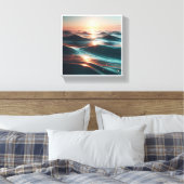 Luxury Sunset Ocean Waves - Abstract Sea Ripples w Canvas Afdruk (Insitu (Slaapkamer))