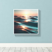 Luxury Sunset Ocean Waves - Abstract Sea Ripples w Canvas Afdruk (Insitu (Houten vloer))