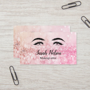 Luxury Sweet Pink Sparkly Makeup Visitekaartje