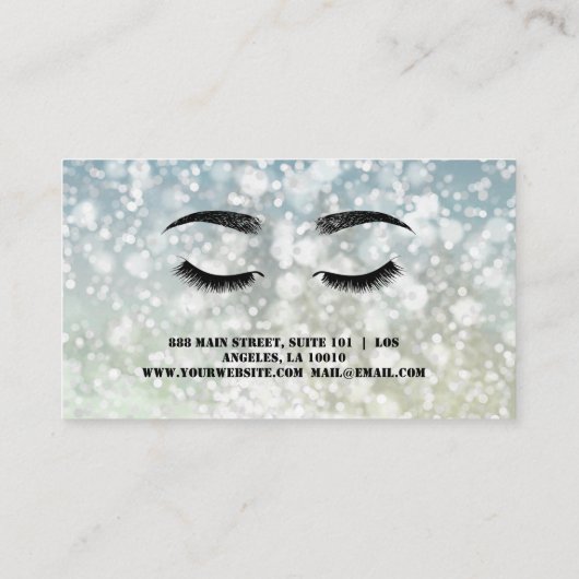 Luxury Sweet Silver Sparkly Makeup Visitekaartje (Achterkant)