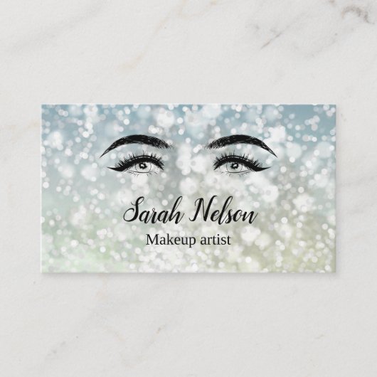 Luxury Sweet Silver Sparkly Makeup Visitekaartje (Voorkant)