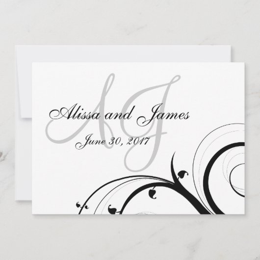 Luxury Swirl Double Monogram Weddenschap Kaart (Voorkant)