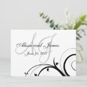 Luxury Swirl Double Monogram Weddenschap Kaart (Staand voorkant)