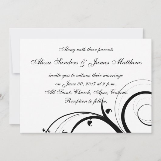 Luxury Swirl Double Monogram Weddenschap Kaart (Achterkant)