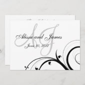 Luxury Swirl Double Monogram Weddenschap Kaart (Voorkant / Achterkant)