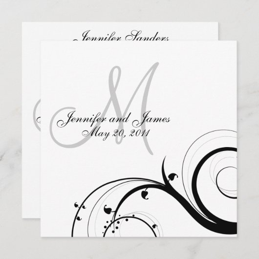 Luxury Swirl Monogram Weddenschap Kaart (Voorkant / Achterkant)