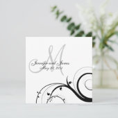 Luxury Swirl Monogram Weddenschap Kaart (Staand voorkant)
