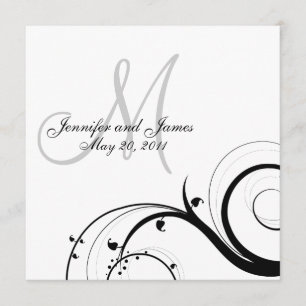 Luxury Swirl Monogram Weddenschap Kaart