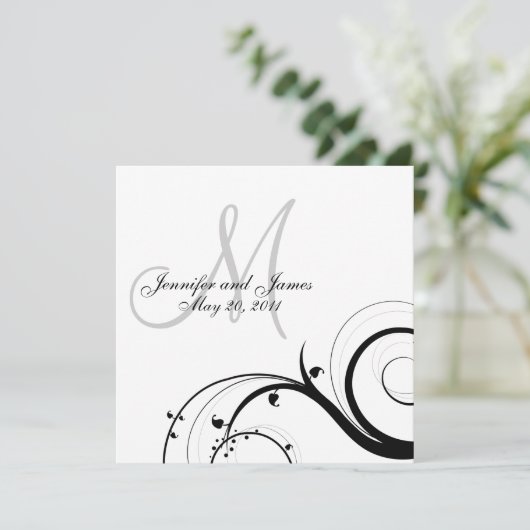 Luxury Swirl Monogram Wedding Invitations Kaart (Staand voorkant)