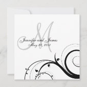 Luxury Swirl Monogram Wedding Invitations Kaart (Voorkant)