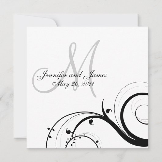 Luxury Swirl Monogram Wedding Invitations Kaart (Voorkant)