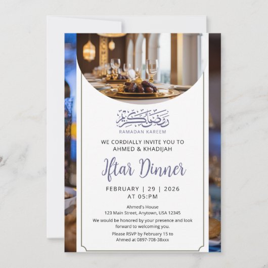 Luxury Table Setting Ramadan Iftar Invitation Kaart (Voorkant)