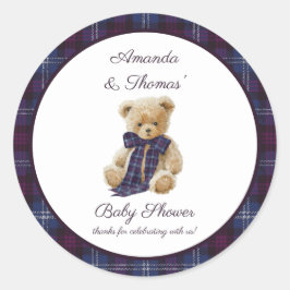 Luxury Tartan Baby Shower thank You Ronde Sticker