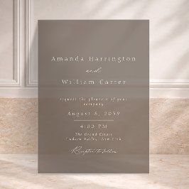 Luxury Taupe Acrylic Wedding Invitation Acryl Uitnodigingen
