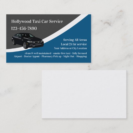 Luxury Taxi Car Service Visitekaartjes (Voorkant / Achterkant)